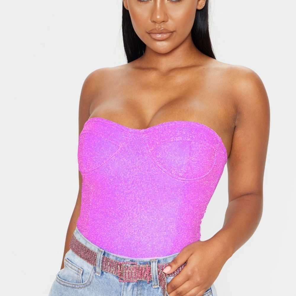 Lilac glitter bandeau bodysuit, size 4
